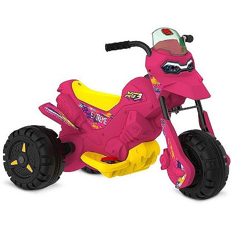 Moto Elétrica Infantil Xt3 6v Pink Com Câmbio Ré E Frente Até 25kg