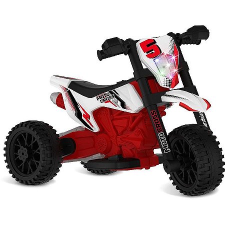 Moto Elétrica Moto Cross Vermelha 6v Infantil