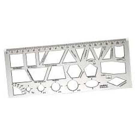 Régua Plástica Geométrica Escolar Cr 22cm - Pacote Com 10 Unidades