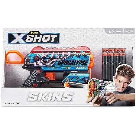 Lançador X-shot Skin Flux Com 8 Dardos –  Alcance De 27 Metros