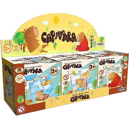 Quebra-cabeça De Madeira Capivara Mini 10 Peças Display Com 6 Unidades