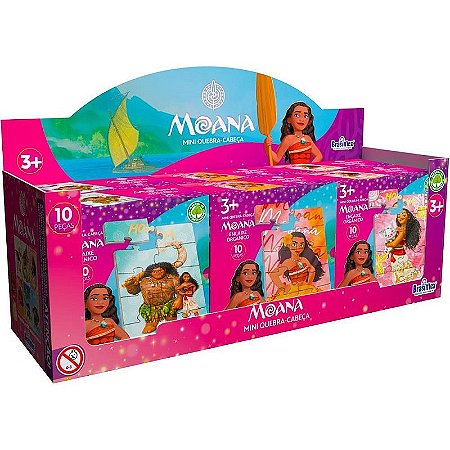 Quebra-cabeça De Madeira Moana Mini 10 Peças Display Com 6 Unidades