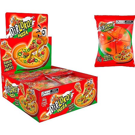 Doce Pizza De Gelatina Sabor Tutti-frutti Display Com 24 Unidades