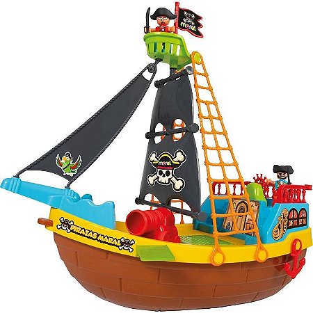 Brinquedo Educativo Barco Pirata Com Bonecos