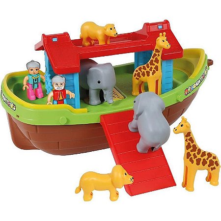 Brinquedo Educativo Barco Arca De Noé Com Bonecos