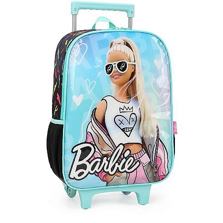 Mochila Infantil Com Rodinha Barbie G Verde - 16 Polegadas