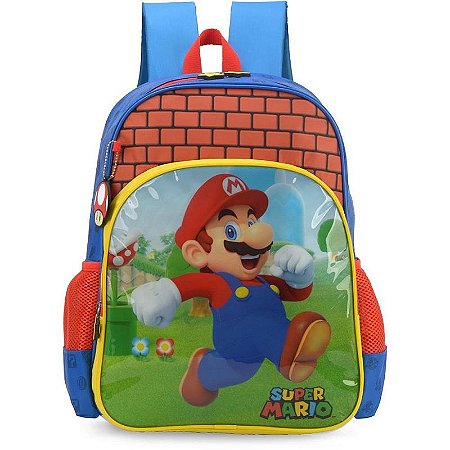 Mochila Infantil Mario Grande Azul
