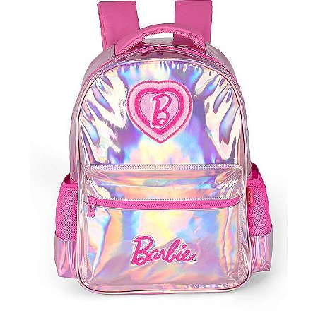 Mochila Infantil Barbie Pink Holográfico G