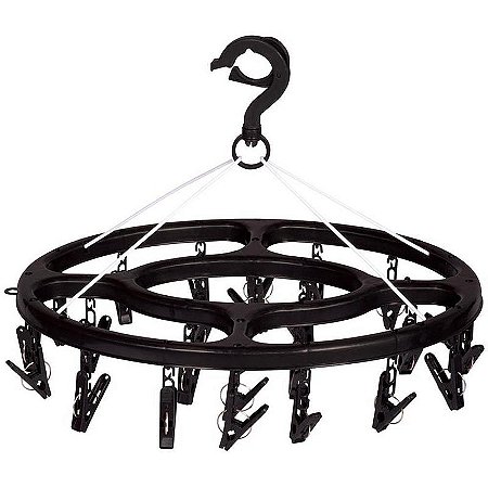 Varal Mini Oval 24 Prendedores Preto