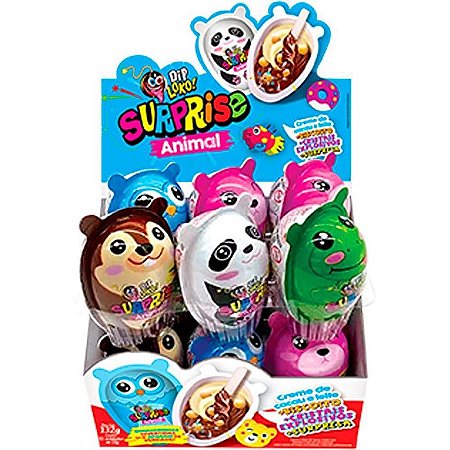 Doce Dip Loko Surprise Animal Display Com 12