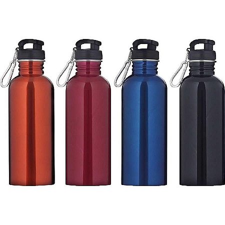 Garrafa De Alumínio Sport 750ml Com Mosquetão - Cores Sortidas