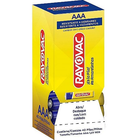 Pilha Zinco Palito Aaa - 10 Pacotes Com 4 Unidades