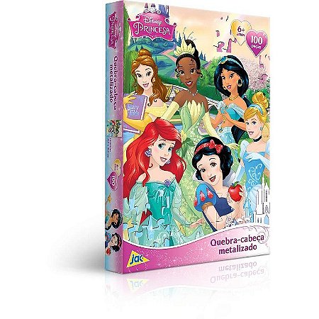 Quebra-cabeça Cartonado Princesas Metalizado 100 Peças