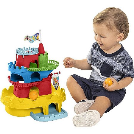 Brinquedo Educativo Monta Castelo Com Blocos - 10 Peças E Tobogã