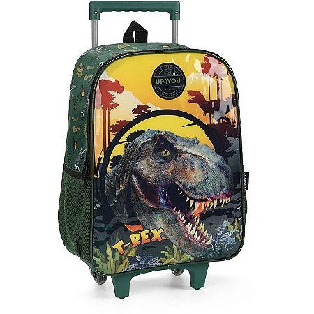 Mochila Infantil Com Rodinha Up4you Dinossauro G Verde