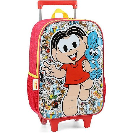 Mochila Infantil Com Rodinha Turma Da Mônica G Vermelha