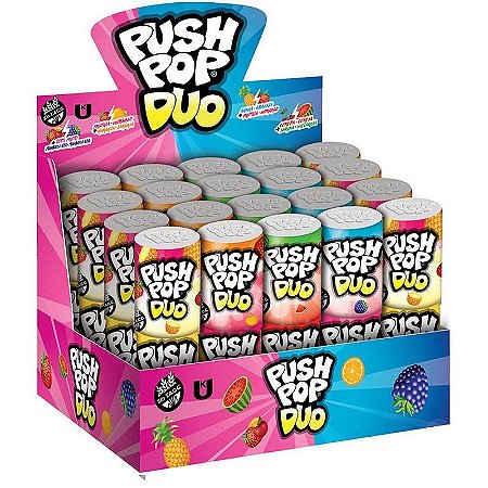 Doce Push Pop Duo Display Com 20 Unidades