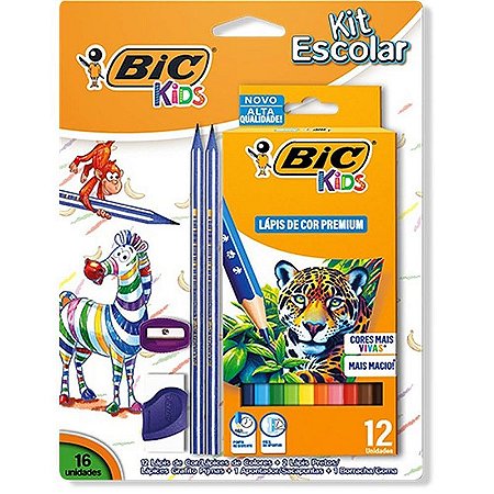 Kit Escolar Bic Kids 12 Cor.+borr+apont+la Blister