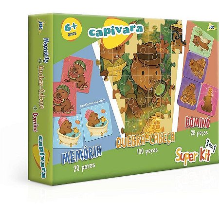 Quebra-cabeça Cartonado Capivara Super Kit 3 Em 1