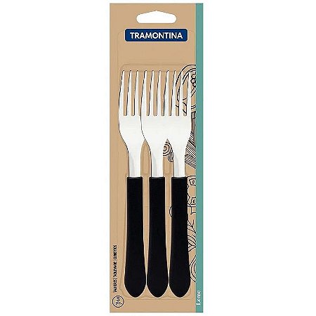 Talher Garfo De Mesa Leme 3 Peças Inox Com Cabo