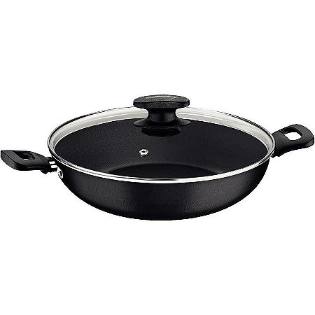 Panela Wok Loreto 28cm Com Tampa Vidro