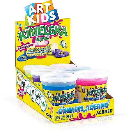 Slime Kimeleka Animais Oceano 180g - Caixa Com 06