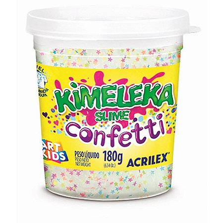 Slime Kimeleka Confetti 180g - Cores Sortidas - Caixa Com 6 Unidades