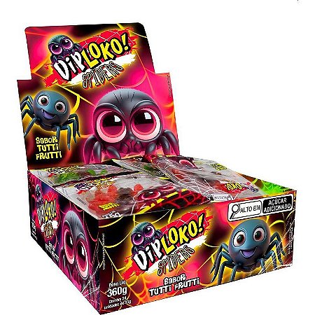 Doce Spider De Gelatina Sabor Tutti-frutti Display Com 24 Unidades