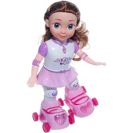 Boneca Patinadora Com Luz E Som 28cm - Cores Sortidas
