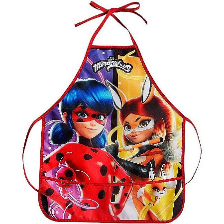 Avental Escolar Decorado Miraculous Com Bolso