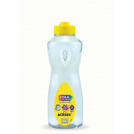 Cola Escolar Transparente Acrilex 500g - Pacote Com 04