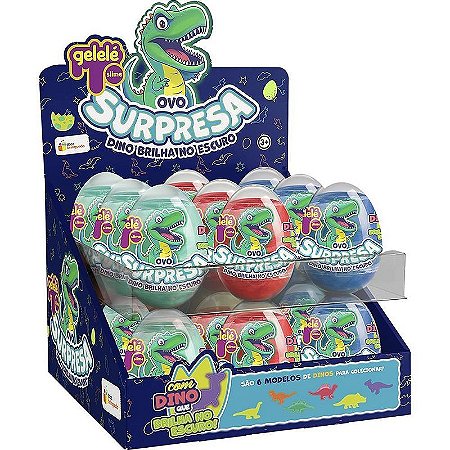Slime Ovo Surpresa Dinossauro Brilha Dp.c/18