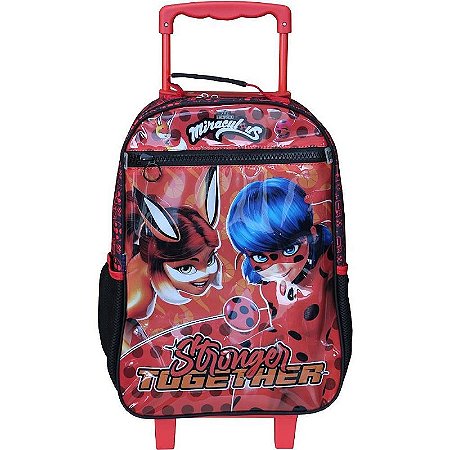 Mochila Infantil Com Rodinha Miraculous Easy G Vermelha