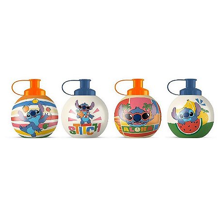 Squeeze Bola Disney Stitch 500ml – Pacote Com 4 Unidades
