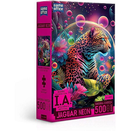 Quebra-cabeça Cartonado Ia Jáguar Neon 500 Peças Nano