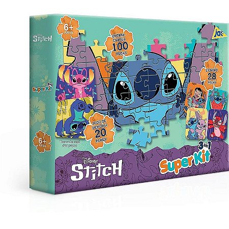 Quebra-cabeça Cartonado Stitch 3 Em 1 – Quebra-cabeça, Dominó E Jogo Da Memória