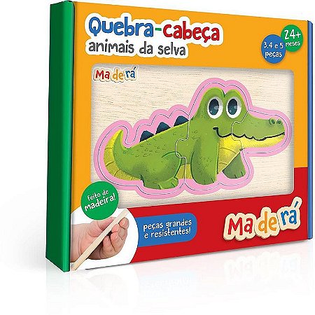Quebra-cabeça De Madeira Animais Da Selva 3, 4 E 5 Peças