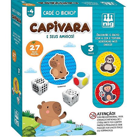 Brinquedo Educativo Cadê O Bicho Capivara Com 27 Peças Em Madeira