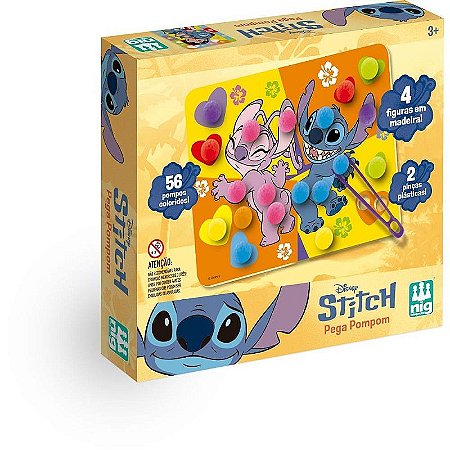 Brinquedo Educativo Stitch Pega Pompom Com Placas, Pompons E Pinças