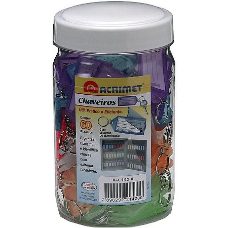 Chaveiro Com 60 + 60 Etiquetas Cores Sortidas