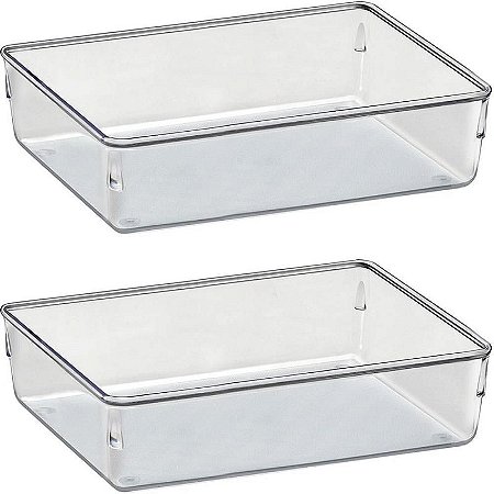 Organizador De Potes Retangular Duplo 24x16x5,5cm - Conjunto Com 2 Peças