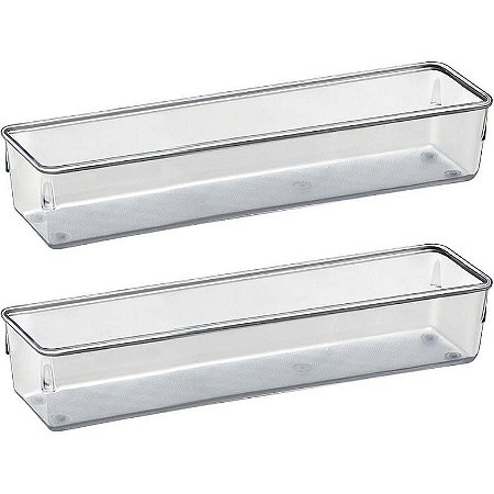 Organizador De Potes Retangular Longo 32x8x5,5 Cm - Conjunto Com 2 Peças