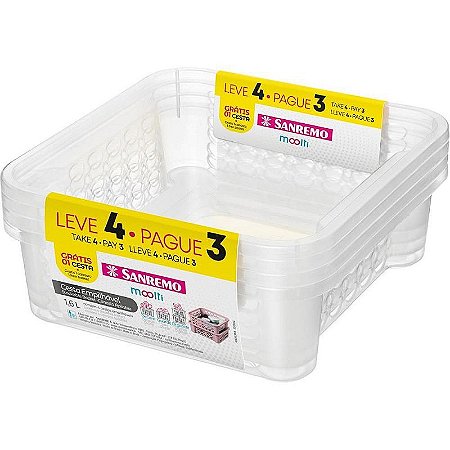 Cesta Organizadora Conjunto Com 4 Unidades L4p3 1,6l