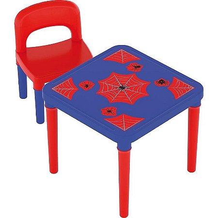 Mesinha E Cadeira Infantil Aranha Com Adesivos E Espaço Para Materiais