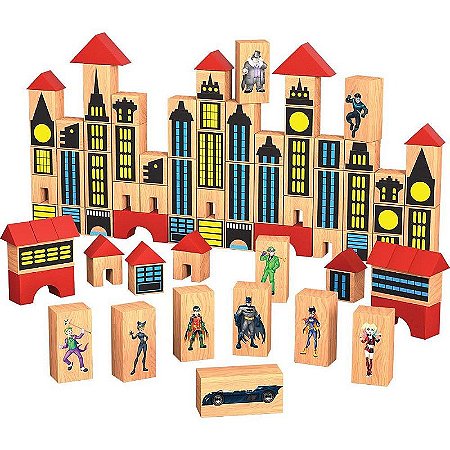Brinquedo Pedagógico Madeira Batman Pequeno Eng. 100pcs