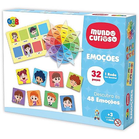 Brinquedo Educativo Emoções 32 Peças Com Roda De Emoções