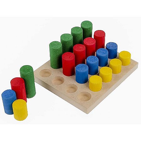 Brinquedo Pedagógico De Madeira - Pinos De Encaixe Com 20 Peças