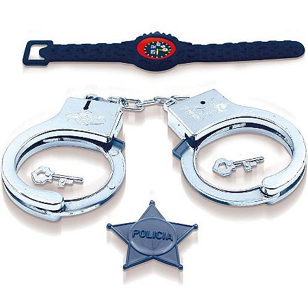 Brincando De Profissões Super Policial Algema E Pulseira, 5 Peças