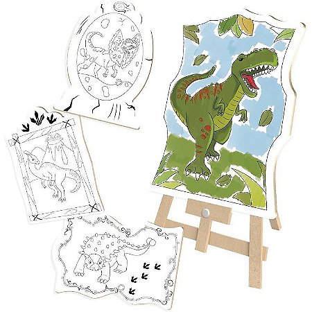 Brinquedo Para Colorir Dinossauros Super Kit - 04 Telas Para Pintura