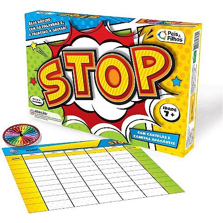 Jogo Diverso Stop - 2 A 4 Jogadores, A Partir De 7 Anos
